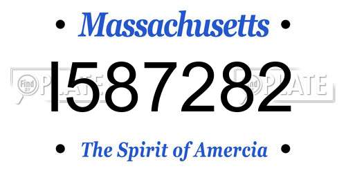 I587282 Massachusetts License Plate