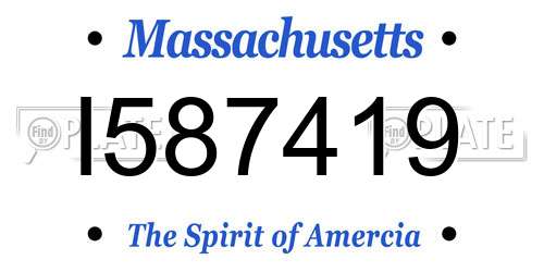 I587419 Massachusetts License Plate