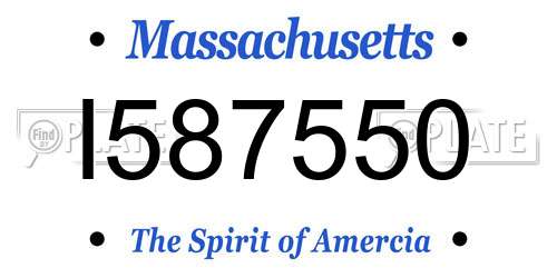I587550 Massachusetts License Plate