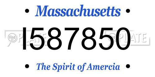 I587850 Massachusetts License Plate