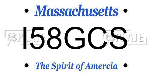 I58GCS Massachusetts License Plate