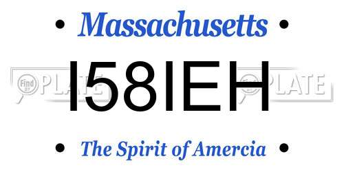 I58IEH Massachusetts License Plate