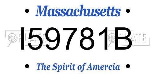 I59781B Massachusetts License Plate
