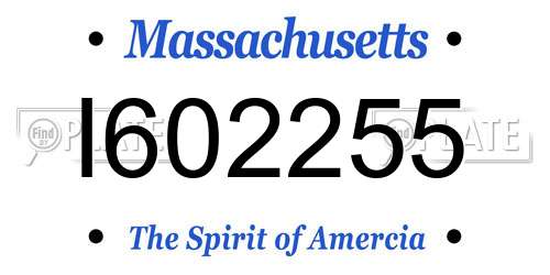 I602255 Massachusetts License Plate
