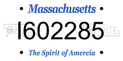 I602285 Massachusetts License Plate