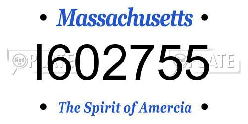 I602755 Massachusetts License Plate
