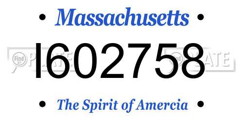 I602758 Massachusetts License Plate