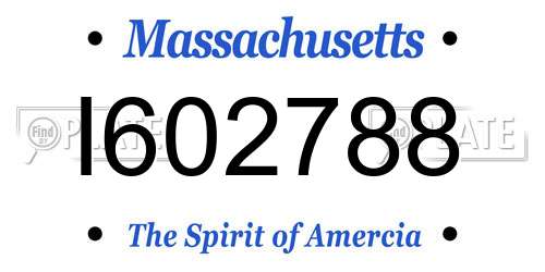 I602788 Massachusetts License Plate