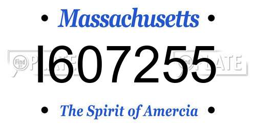 I607255 Massachusetts License Plate