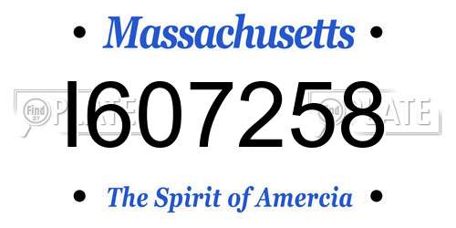 I607258 Massachusetts License Plate