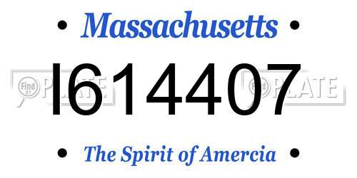 I614407 Massachusetts License Plate