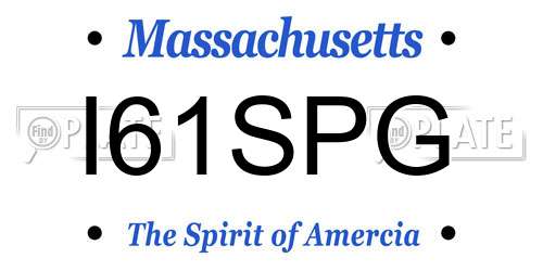 I61SPG Massachusetts License Plate