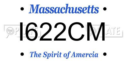 I622CM Massachusetts License Plate