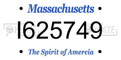 I625749 Massachusetts License Plate