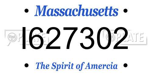 I627302 Massachusetts License Plate