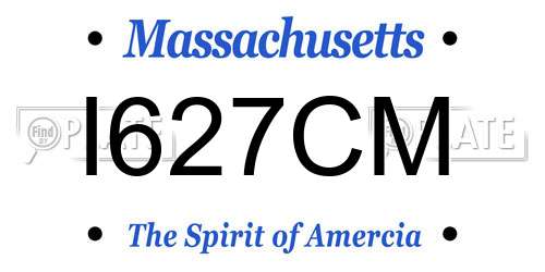 I627CM Massachusetts License Plate
