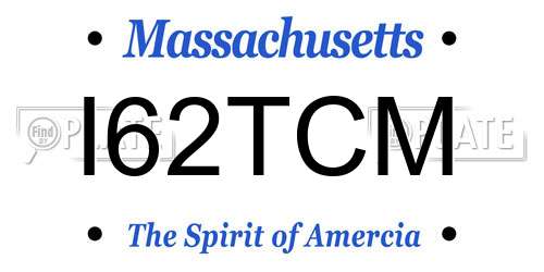 I62TCM Massachusetts License Plate