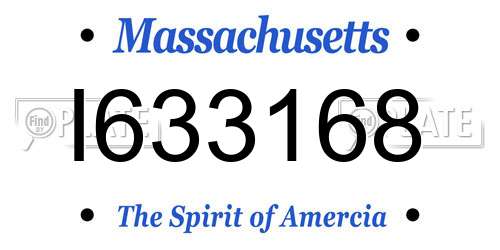 I633168 Massachusetts License Plate