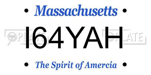 I64YAH Massachusetts License Plate