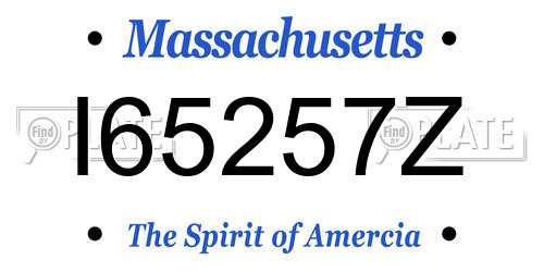 I65257Z Massachusetts License Plate