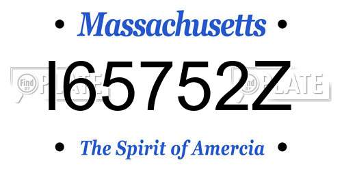 I65752Z Massachusetts License Plate