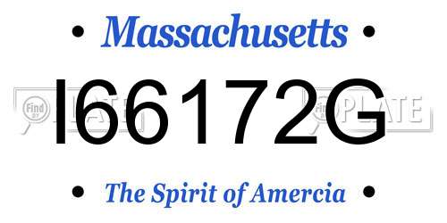 I66172G Massachusetts License Plate