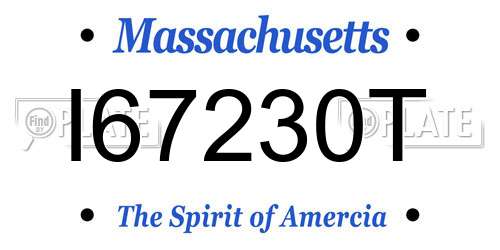 I67230T Massachusetts License Plate