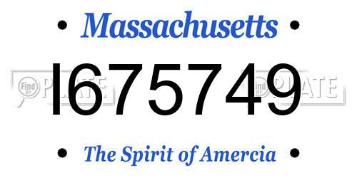 I675749 Massachusetts License Plate