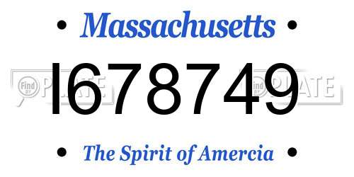 I678749 Massachusetts License Plate