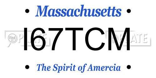 I67TCM Massachusetts License Plate