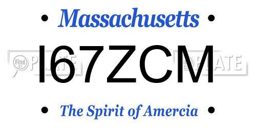 I67ZCM Massachusetts License Plate
