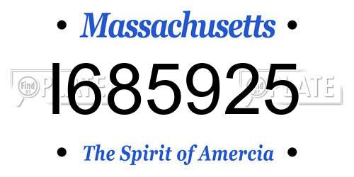 I685925 Massachusetts License Plate