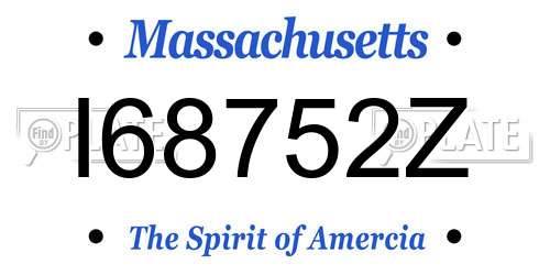 I68752Z Massachusetts License Plate