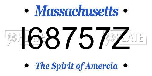 I68757Z Massachusetts License Plate