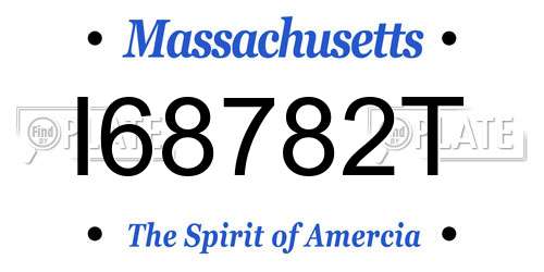 I68782T Massachusetts License Plate