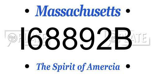 I68892B Massachusetts License Plate