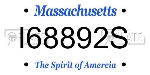 I68892S Massachusetts License Plate