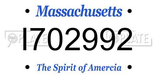 I702992 Massachusetts License Plate