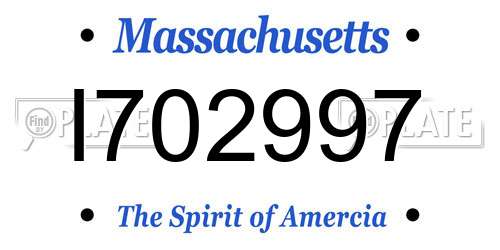 I702997 Massachusetts License Plate