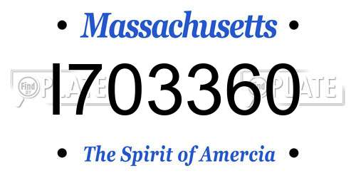 I703360 Massachusetts License Plate