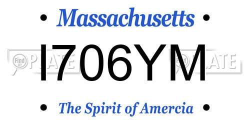 I706YM Massachusetts License Plate