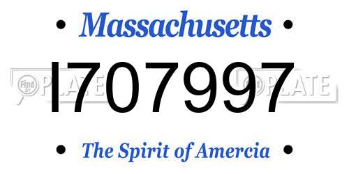 I707997 Massachusetts License Plate