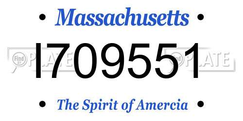 I709551 Massachusetts License Plate