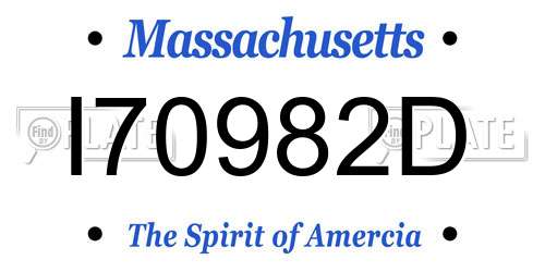 I70982D Massachusetts License Plate