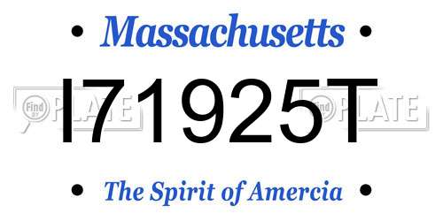 I71925T Massachusetts License Plate