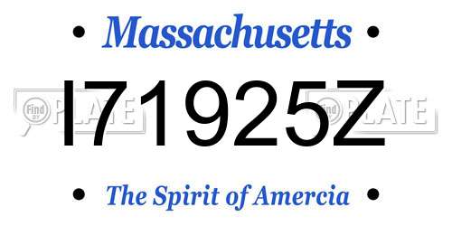 I71925Z Massachusetts License Plate