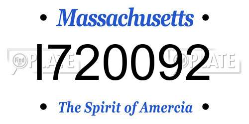 I720092 Massachusetts License Plate