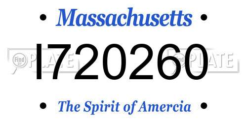 I720260 Massachusetts License Plate
