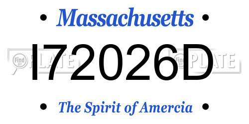 I72026D Massachusetts License Plate