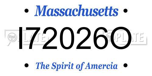 I72026O Massachusetts License Plate